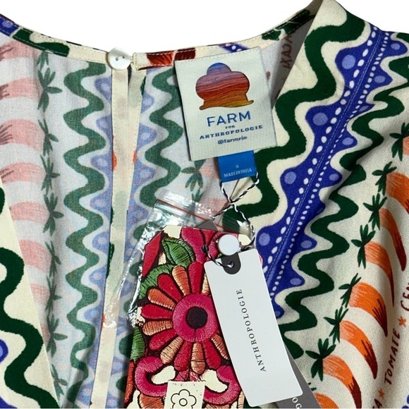 Farm Rio Floral Garden V Neck Kaftan Maxi Cutout Dress Womens S - Picture 5 of 9